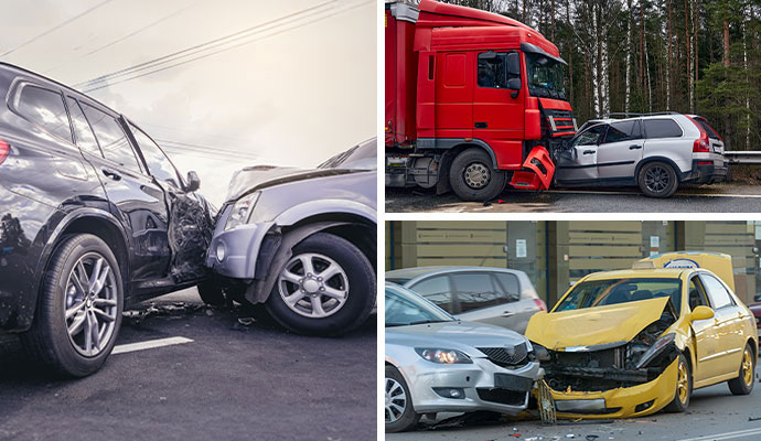 Collage of car accidents