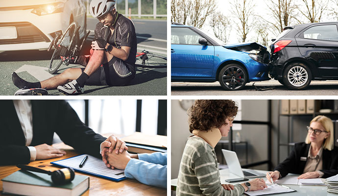 Collage of injury accidents and legal support