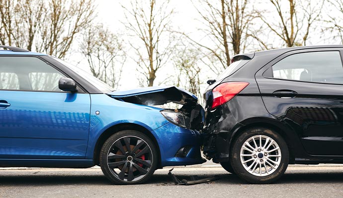 Damaged vehicle due to accident